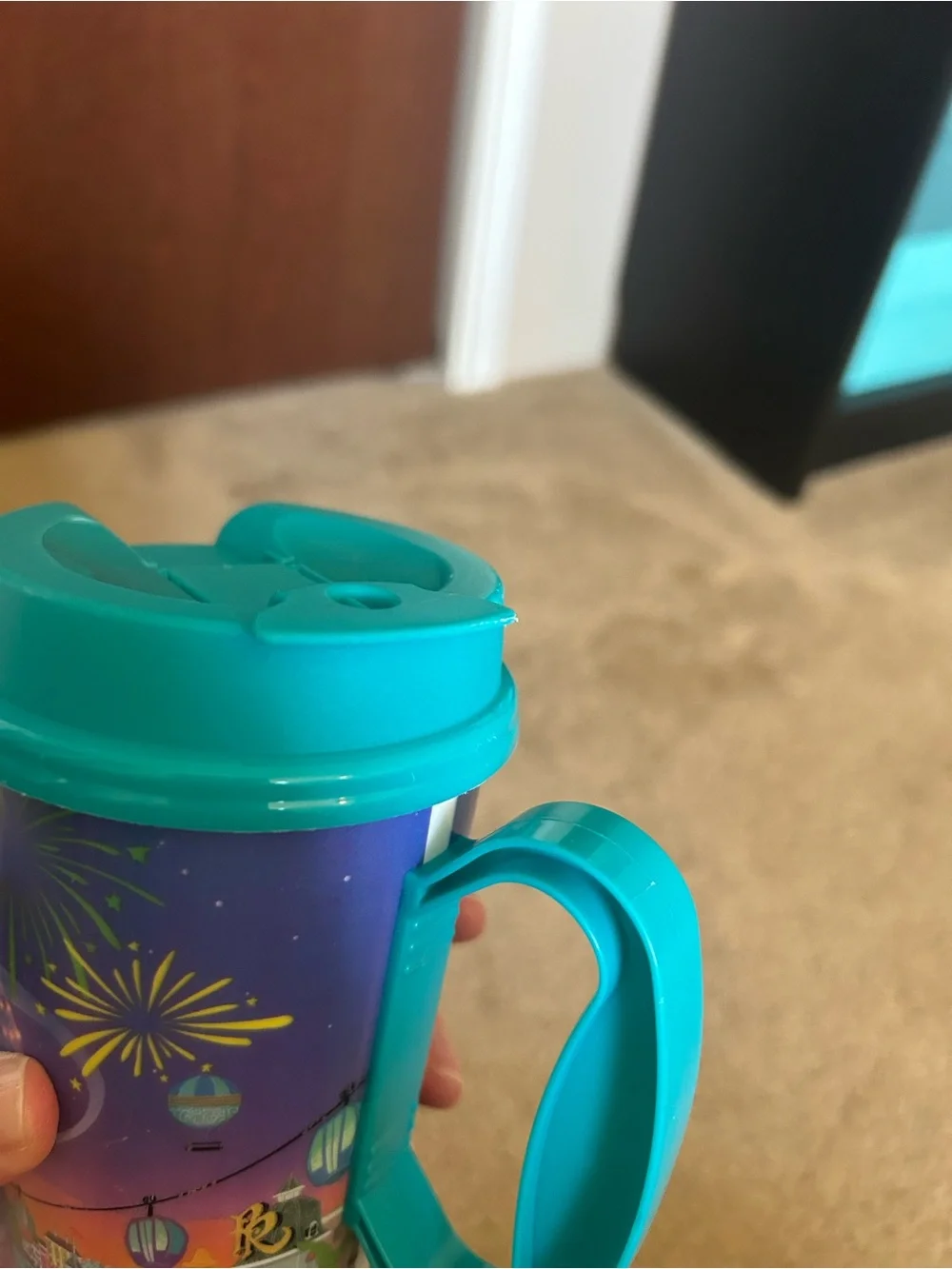Disney Colorful Mickey & Friends Travel Mugs with Orange and Teal Lids